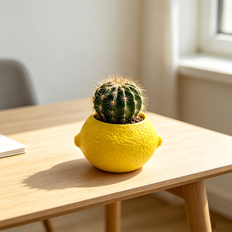Cactus Mix Pot - Limon Şeklinde Dekoratif Saksı, Sukulent Kaktüs