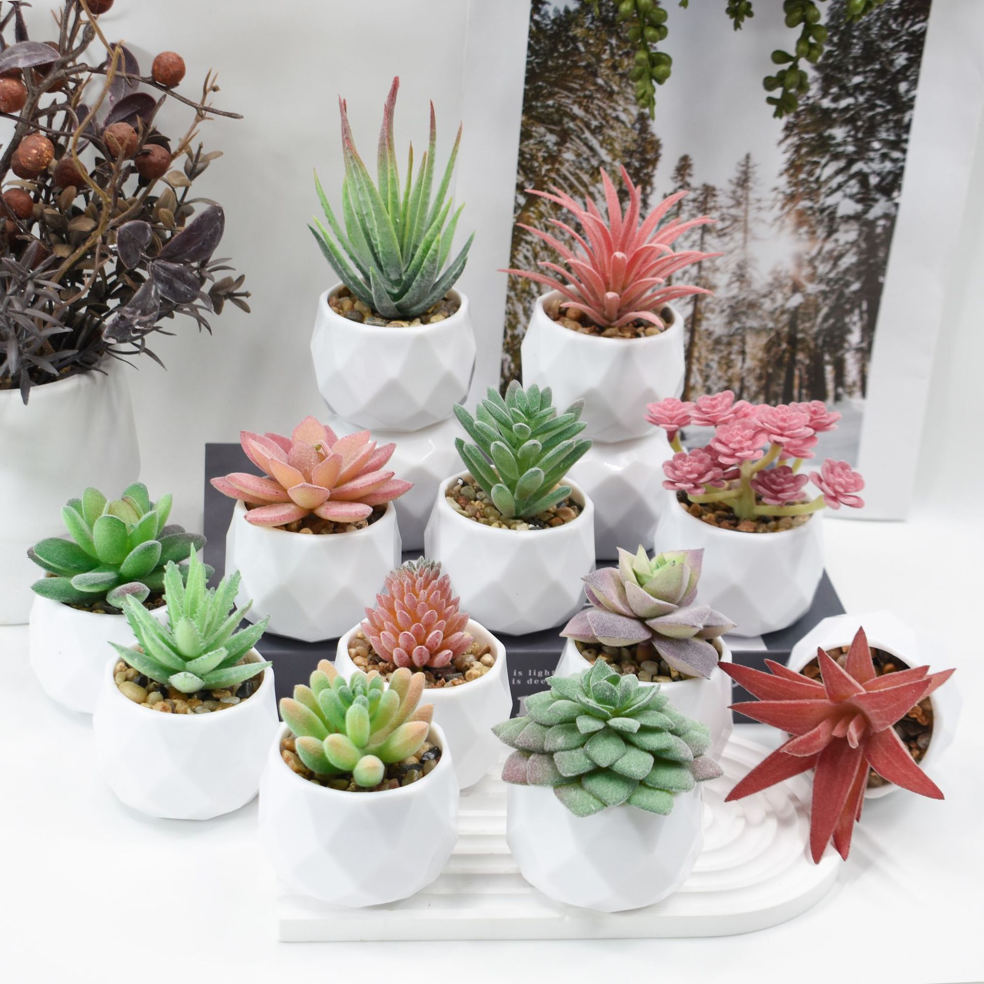 Mini Yapay Bitkiler Simülasyon - Cactus Mix Pot incelemesi ve fiyatı